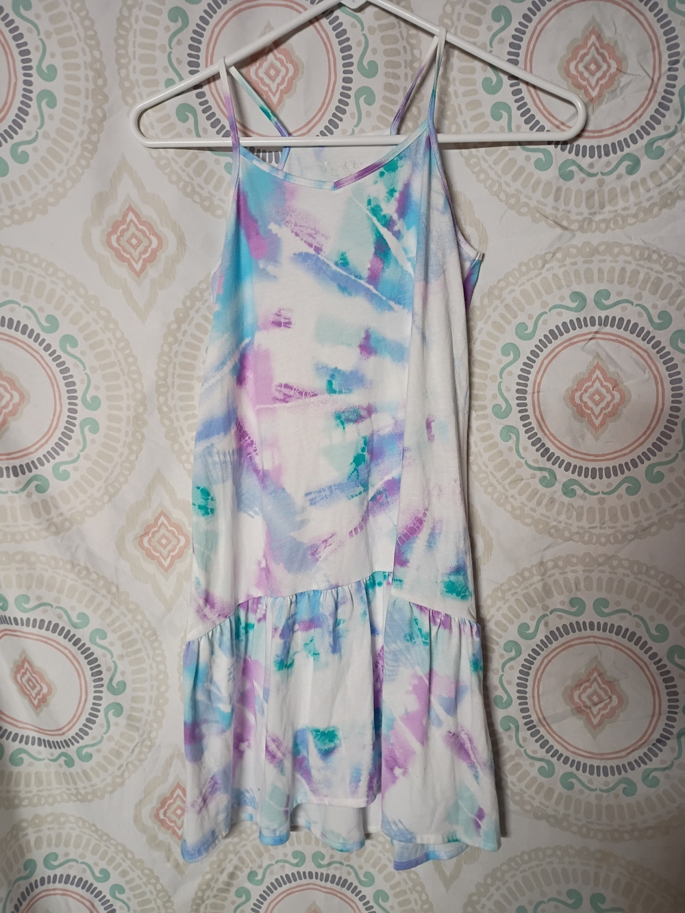 The Children's Place White Tie-Dye Print Sundress in Blue, Purple, Teal